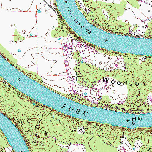 Topographic Map of Woodson Bend Resort, KY