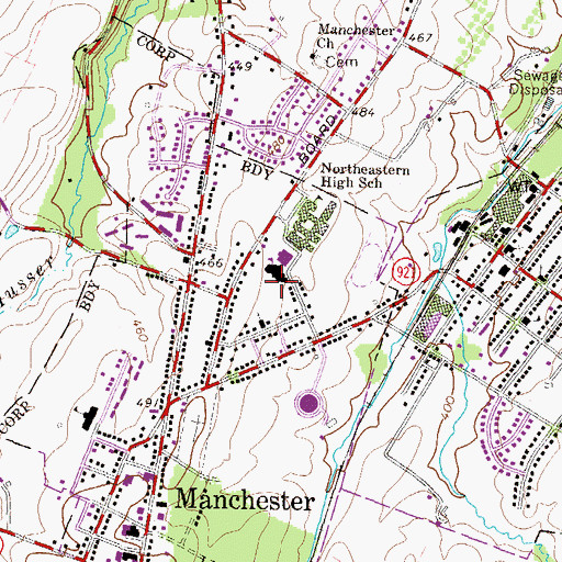 Topographic Map of Northeastern Middle School, PA