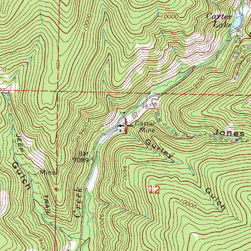 Topographic Map of Carter Mine, CO