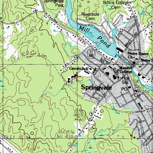 Topographic Map of Springvale School, ME