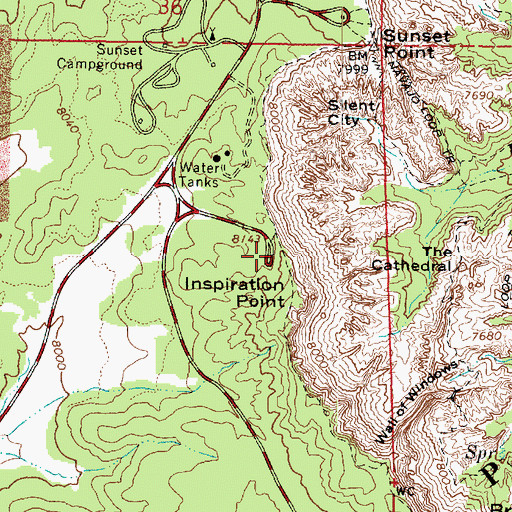 Topographic Map of Inspiration Point Overlook, UT