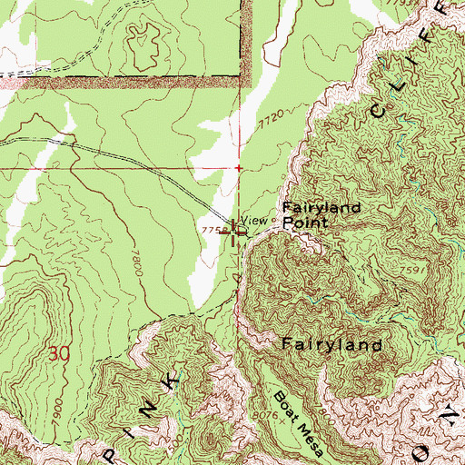 Topographic Map of Fairyland Point Overlook, UT