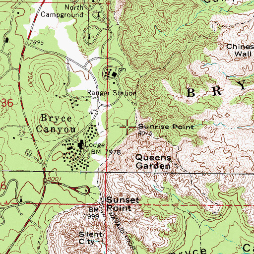 Topographic Map of Sunrise Point Overlook, UT