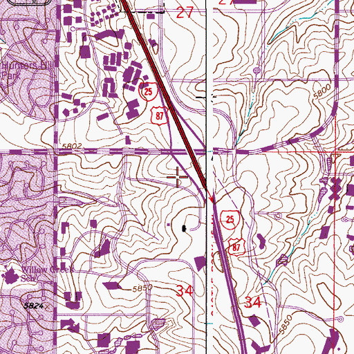 Topographic Map of Centennial, CO