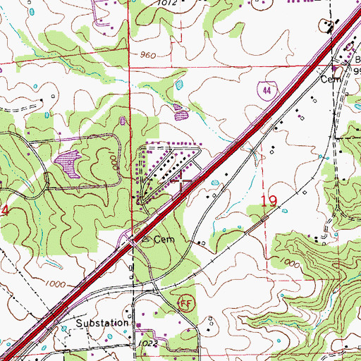 Topographic Map of West Sullivan, MO