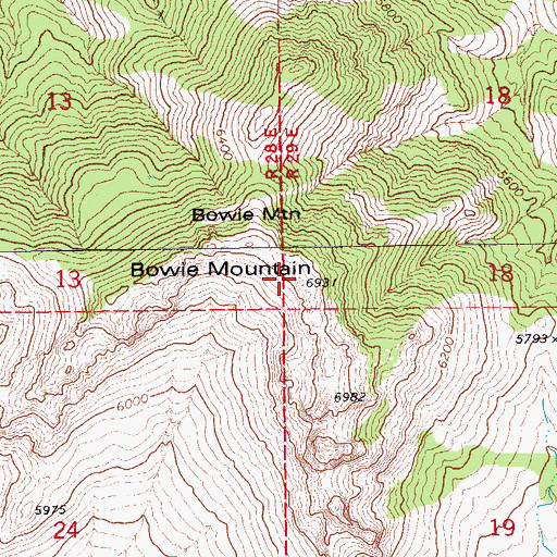 Topographic Map of Bowie Mountain, AZ