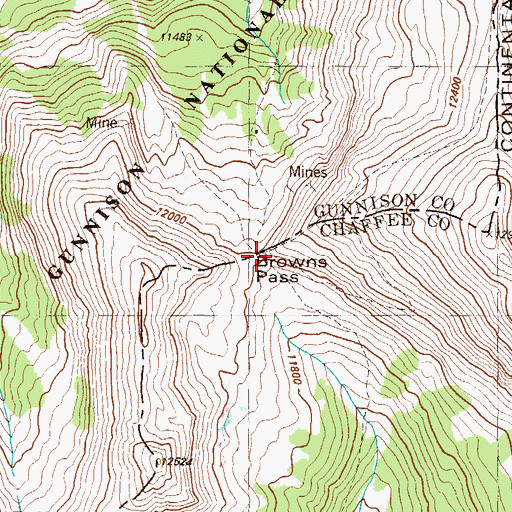 Topographic Map of Browns Pass, CO