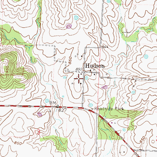Topographic Map of Hudson Post Office, MO