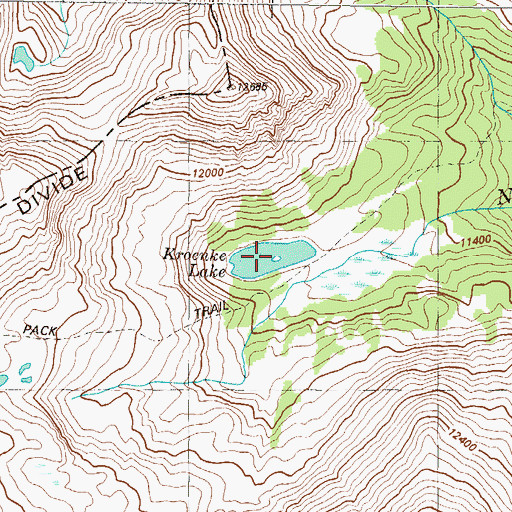 Topographic Map of Kroenke Lake, CO