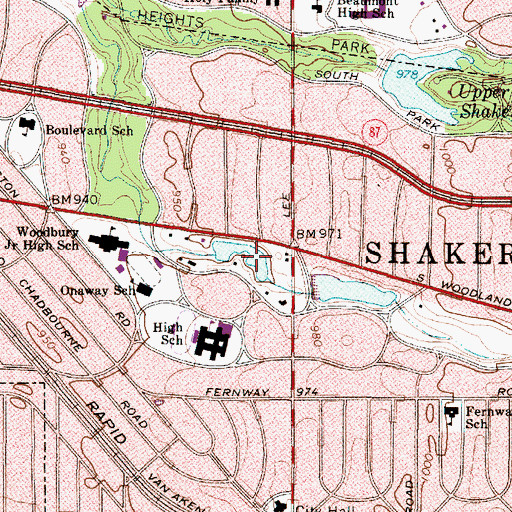 Topographic Map of Marshall Lake, OH