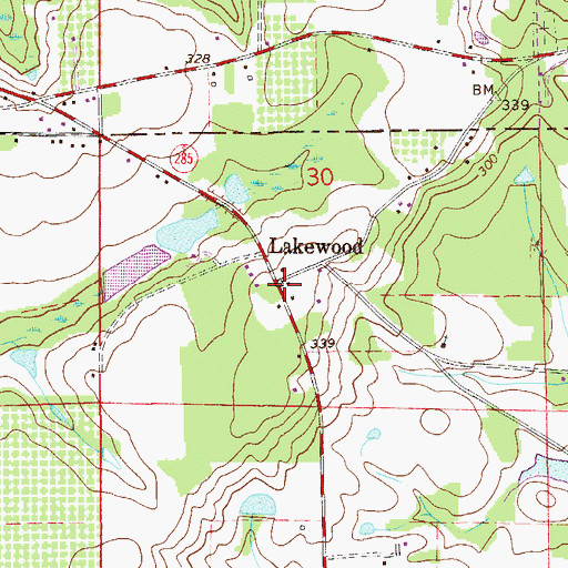 Topographic Map of Lakewood Post Office (historical), FL