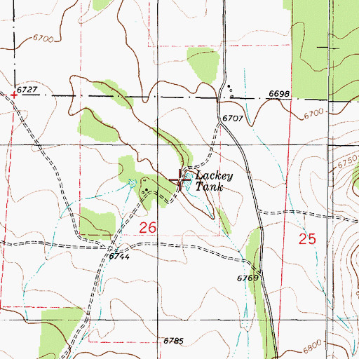 Topographic Map of Lackey Tank, NM