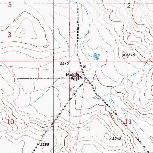 Topographic Map of Middle Well, NM
