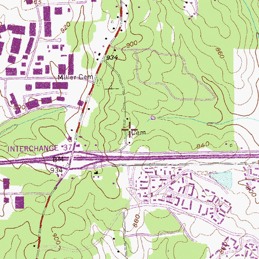 Topographic Map of Hillandale Cemetery, GA