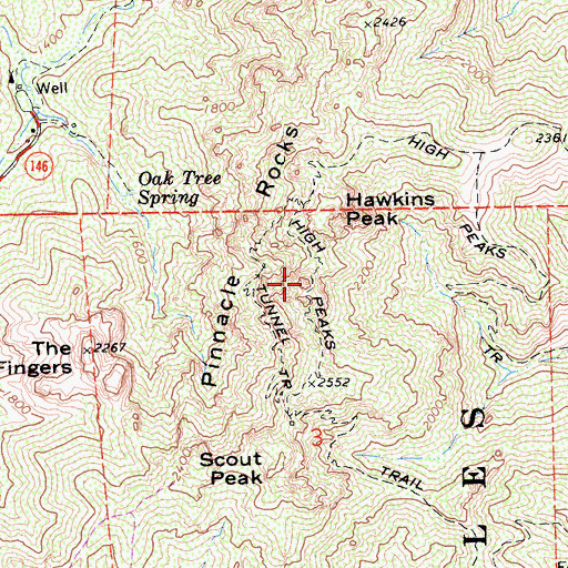 Topographic Map of High Peaks, CA