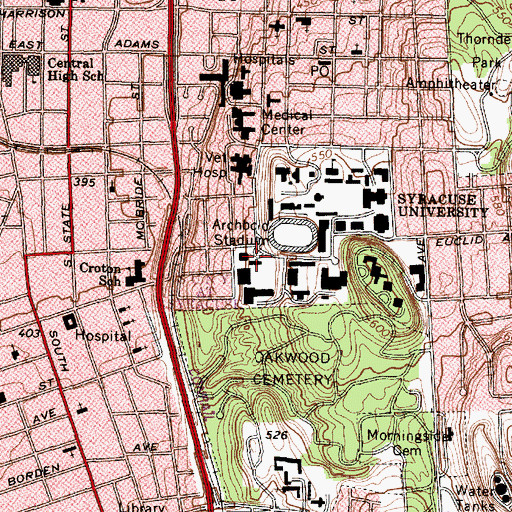 Topographic Map of Sadler Hall, NY