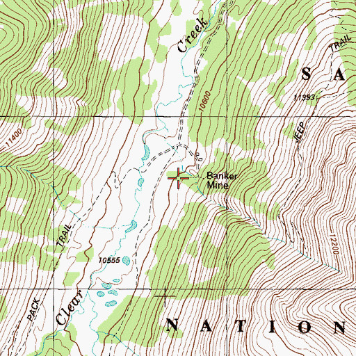 Topographic Map of Banker Mine, CO