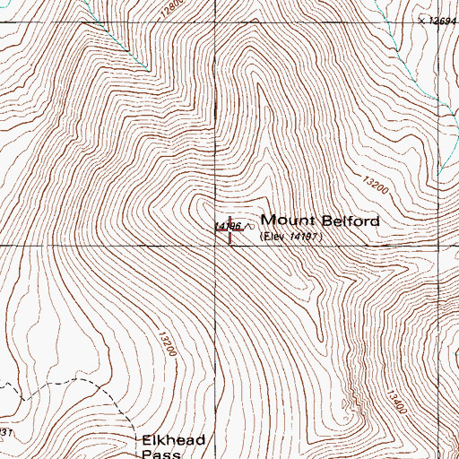 Topographic Map of Mount Belford, CO