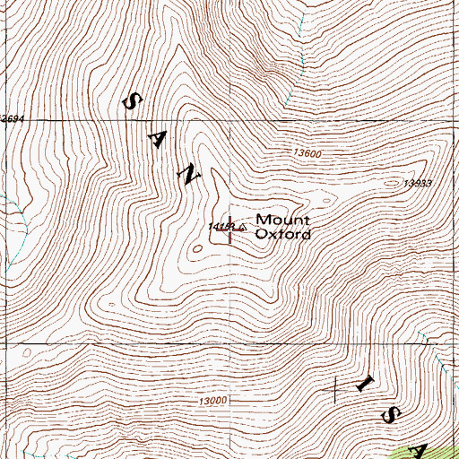 Topographic Map of Mount Oxford, CO