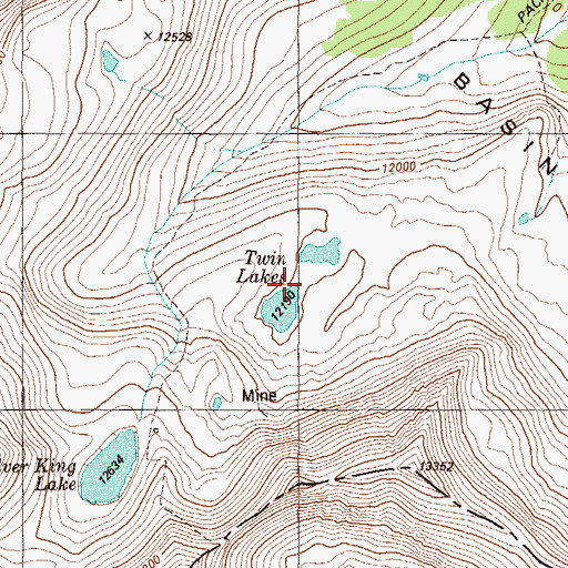 Topographic Map of Twin Lakes, CO