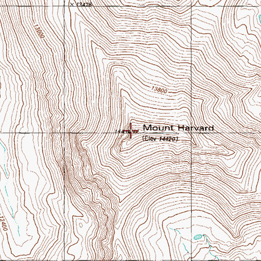 Topographic Map of Mount Harvard, CO