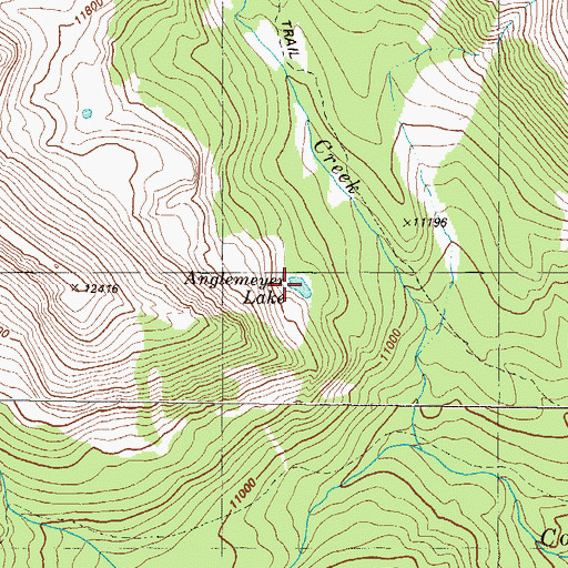 Topographic Map of Anglemeyer Lake, CO
