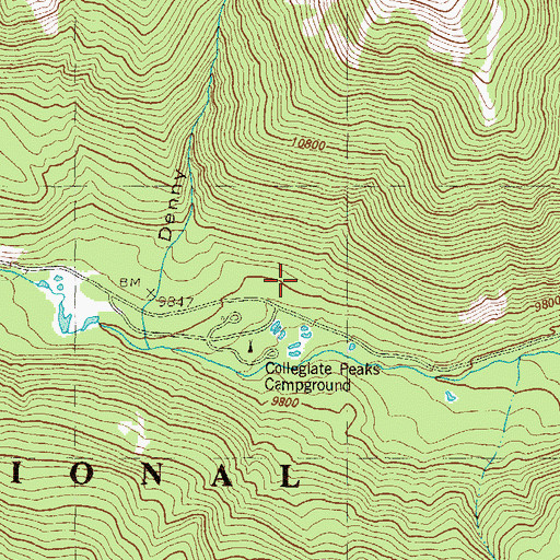Topographic Map of Collegiate Peaks Campground, CO