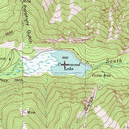 Topographic Map of Cottonwood Lake, CO