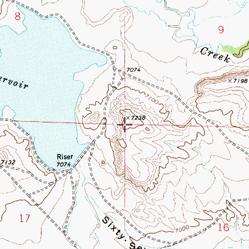 Topographic Map of Sixty-Seven Butte, WY