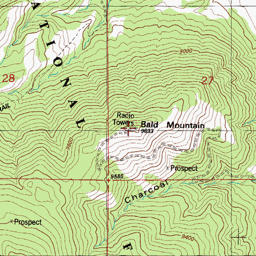 Topographic Map of Bald Mountain, CO