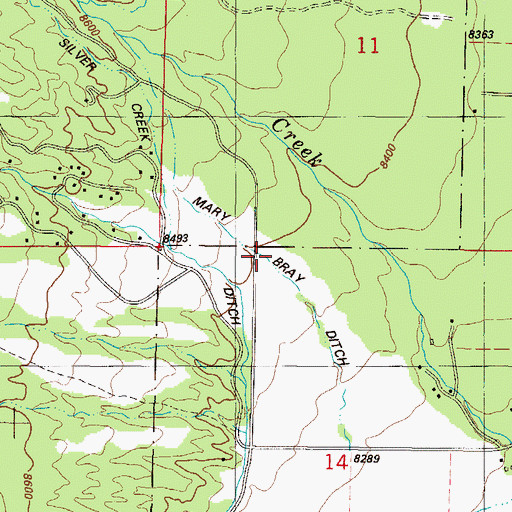 Topographic Map of Mary Bray Ditch, CO
