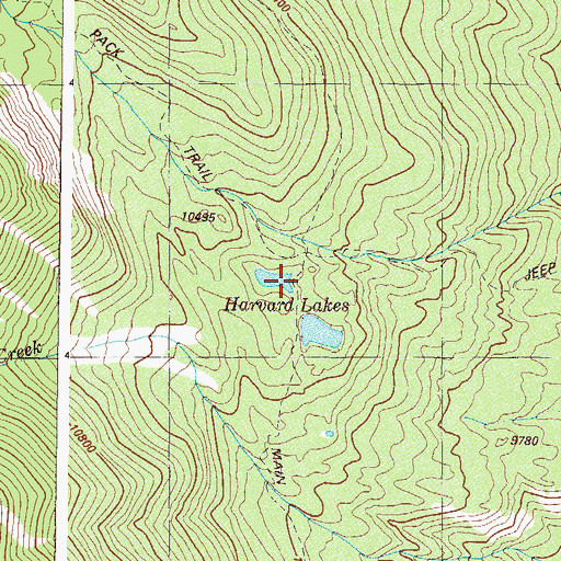 Topographic Map of Harvard Lakes, CO