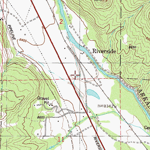 Topographic Map of Riverside School, CO