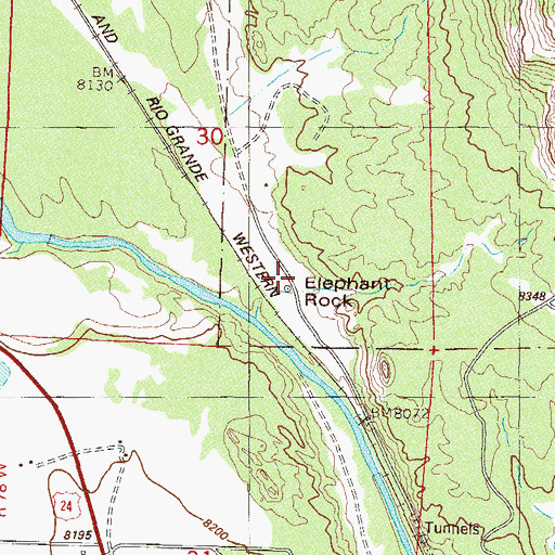 Topographic Map of Elephant Rock, CO