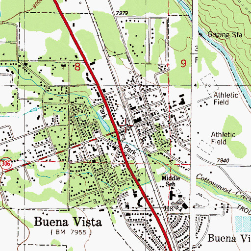 Topographic Map of Buena Vista, CO
