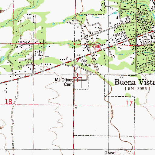 Topographic Map of Mount Olivet Cemetery, CO