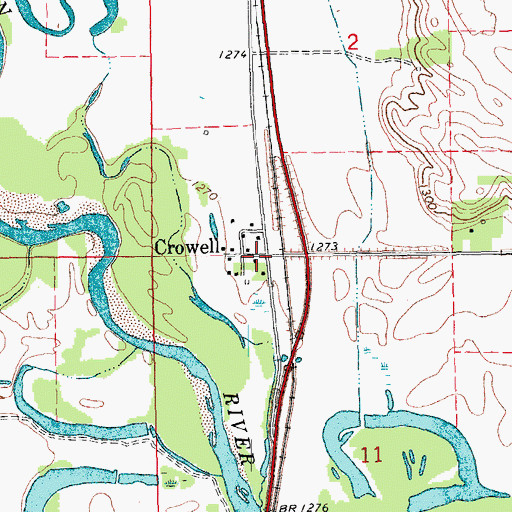 Topographic Map of Crowell (historical), NE