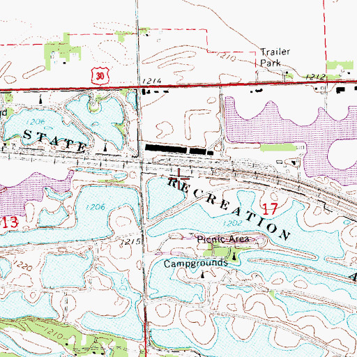 Topographic Map of Fremont Beach, NE