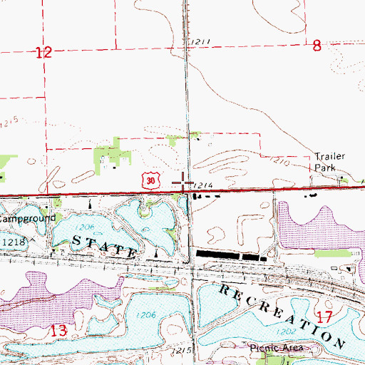Topographic Map of Great Platte River Route West Historical Marker, NE