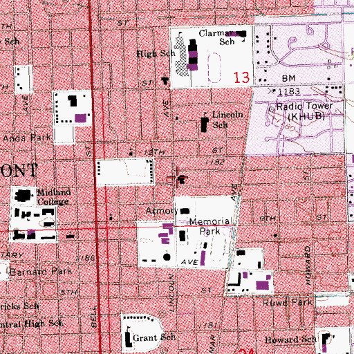 Topographic Map of First Lutheran Church, NE