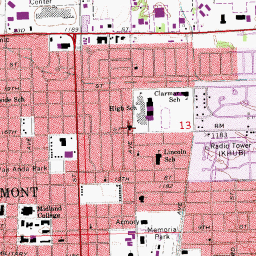 Topographic Map of Fremont Alliance Church, NE