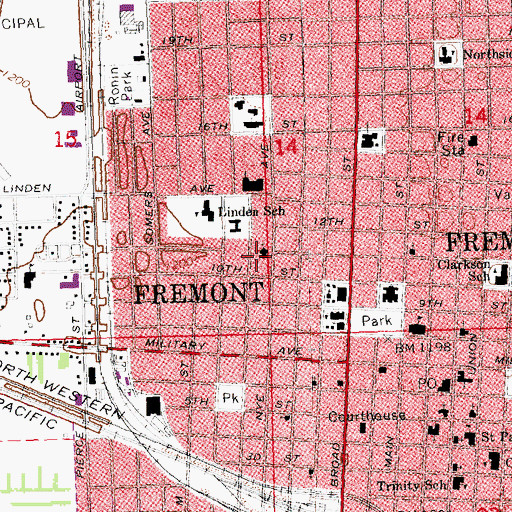 Topographic Map of First Christian Church, NE