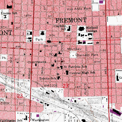 Topographic Map of Fremont Foursquare Church, NE