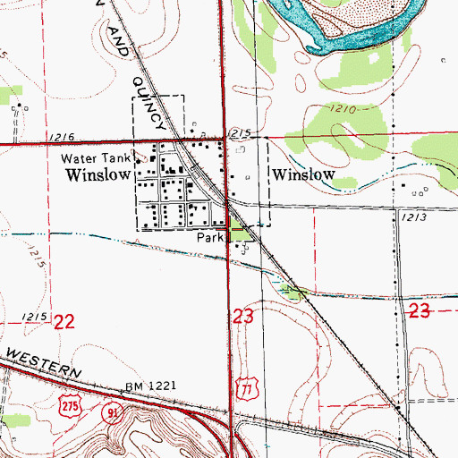 Topographic Map of Winslow City Park Campground, NE