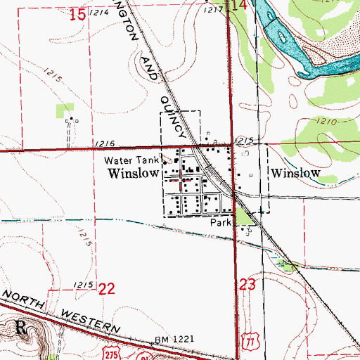 Topographic Map of Winslow Fire and Rescue, NE