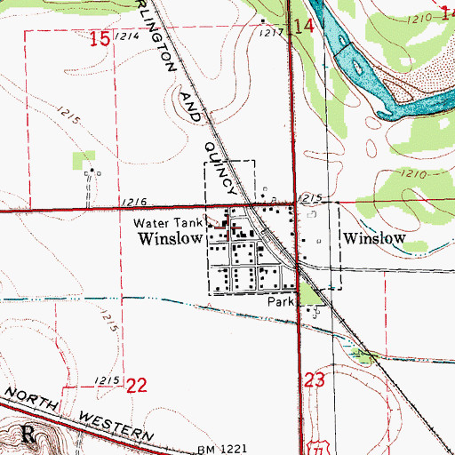 Topographic Map of Winslow Post Office, NE
