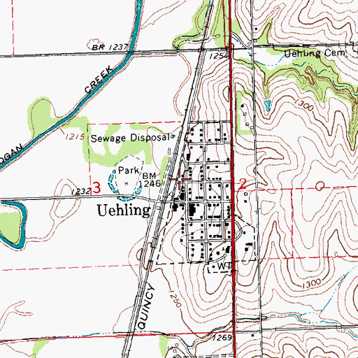 Topographic Map of Uehling Fire Department, NE