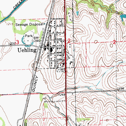 Topographic Map of Uehling Elementary School, NE