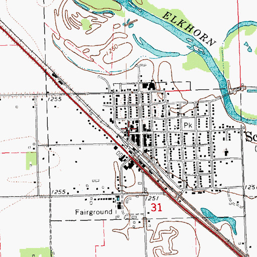 Topographic Map of Scribner Volunteer Fire and Rescue, NE