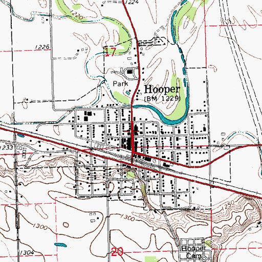 Topographic Map of Hooper Public Library, NE